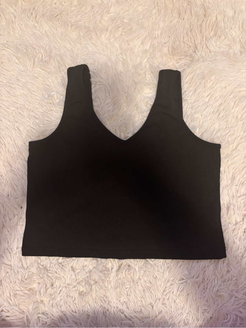 SHEIN Black V-Neck Ribbed Crop Tank